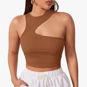 Brown Asymmetrical Women's Top